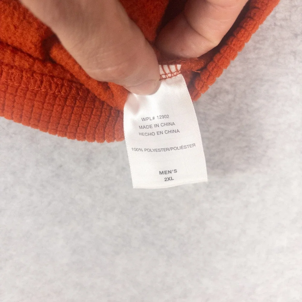 The American Outdoorsman Mens 2XL Orange Waffle Knit Full Zip Fleece Jacket